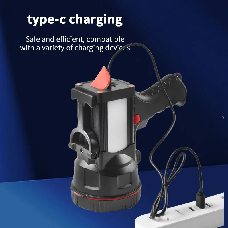 كشاف LED + COB قوي USB فانوس تخييم قابل لإعادة الشحن أضواء خارجية محمولة مقاومة للماء مصباح يدوي للعمل