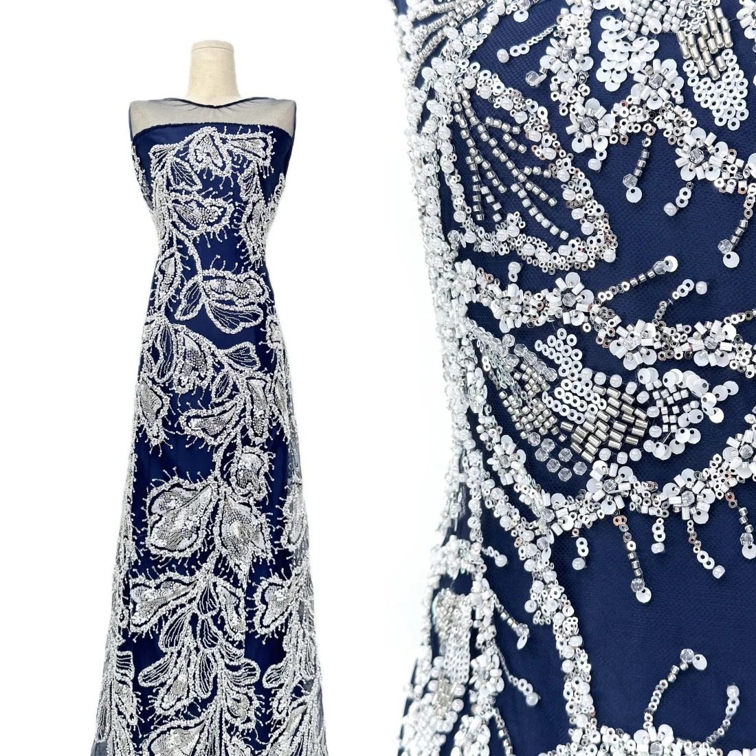 

African Beaded Lace Fabric 2026 Luxury French Sequin Lace Fabric Bridal Lace Beaded Fabrics for Nigeiran Wedding Dress Sewing