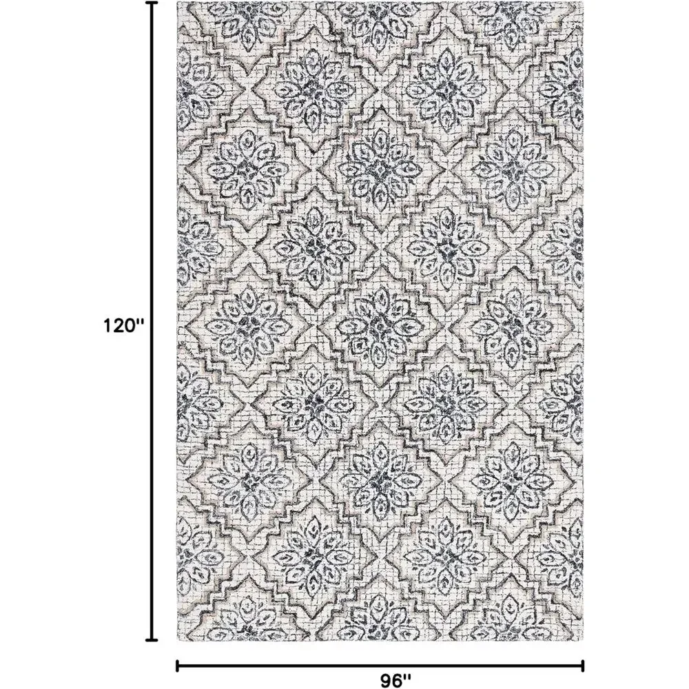 Large 8x10 Abstract Wool Area Rug - Ivory & Navy, Perfect for Living Room, Bedroom, Office, Dining Area - view 2