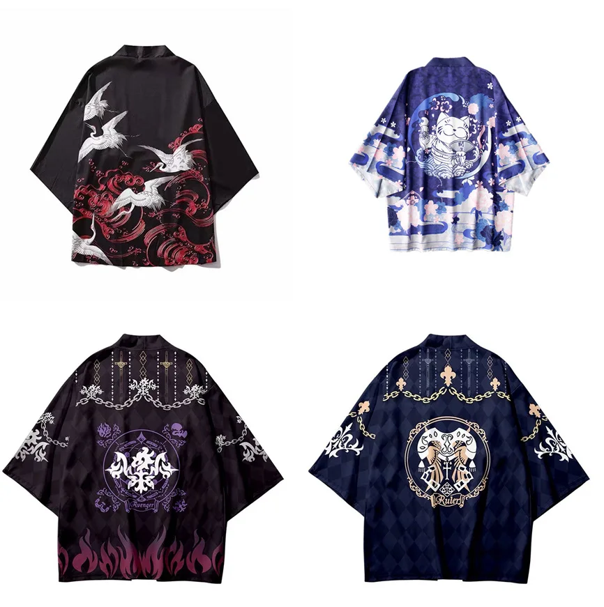 

Japanese Kimono Cardigan Men Yukata Male Samurai Costume Clothing Ykiyo Kimono Jacket Mens Kimono Shirt Yukata Haori Kimono