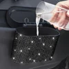 1707-678244.png Papelera para coche con incrustaciones de diamantes de imitación artificiales y 60 bolsas de basura especiales, caja de almacenamiento colgante para el interior del coche con tapa automática, accesorio multifuncional para el coche.