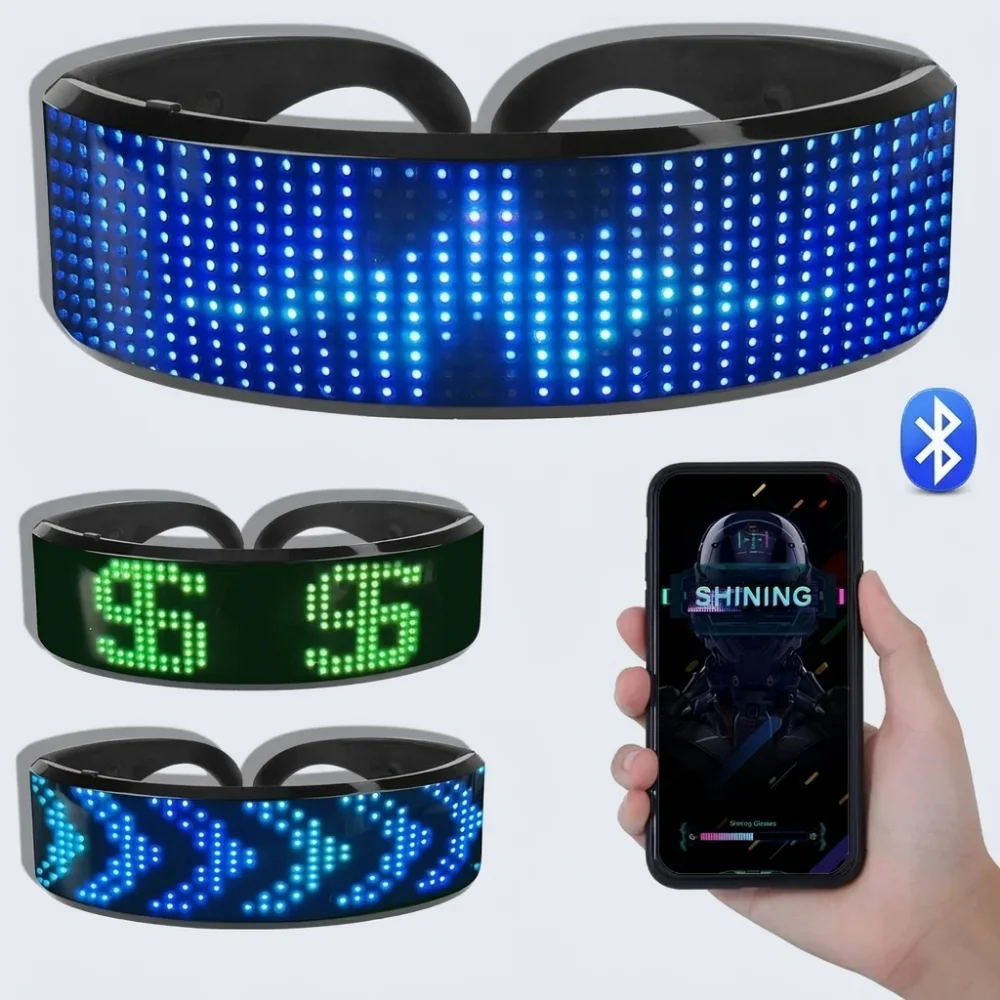 

Halloween LED Luminous Glasses Bluetooth Futuristic Eyewear For Party Performance Electronic Shining Prop Festival Bar
