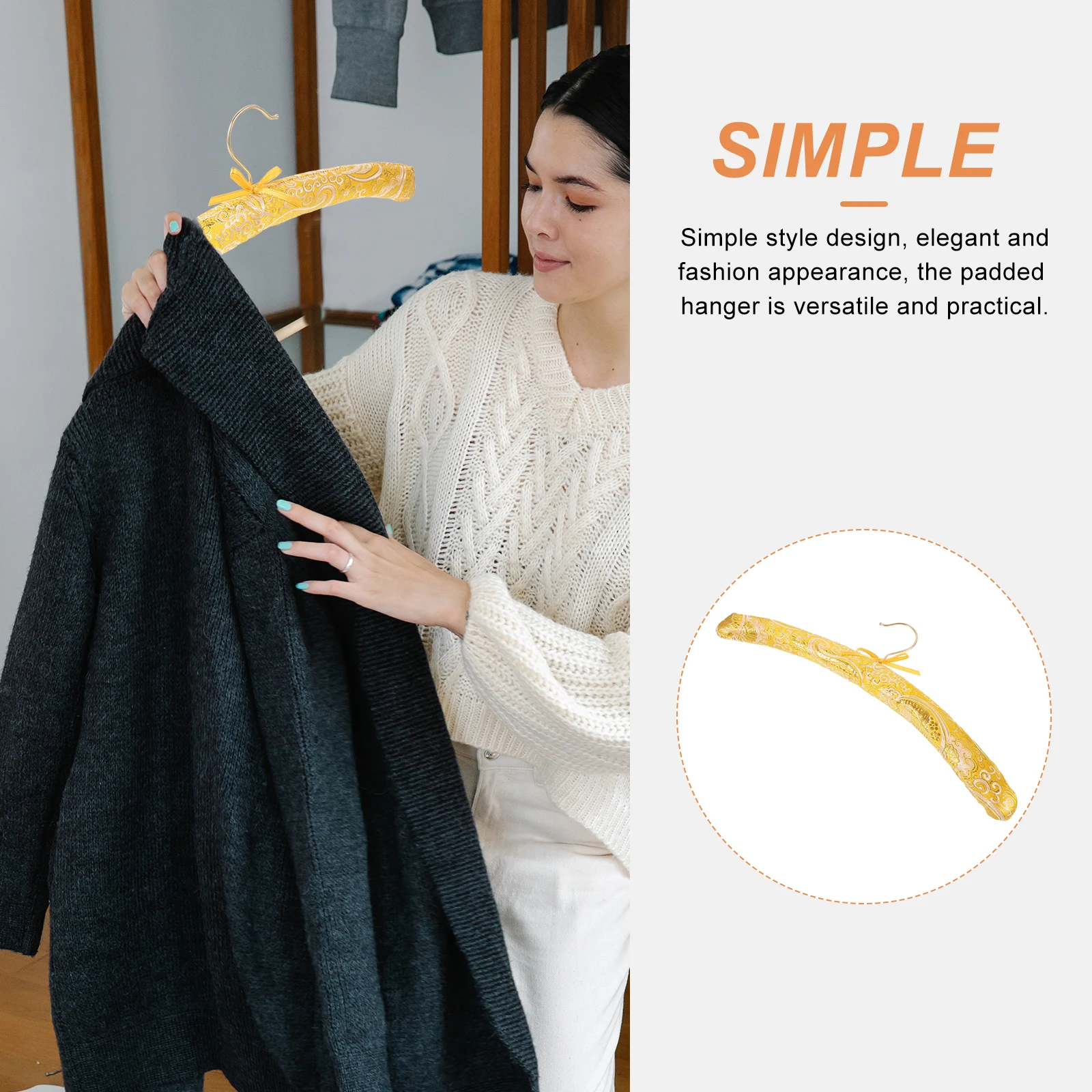 

3Pcs Padded Clothes Hangers Sponge Wooden Sweater No Bump Home Closet Organizer Hanger for Dress Skirt Coat Soft Smooth Hangers