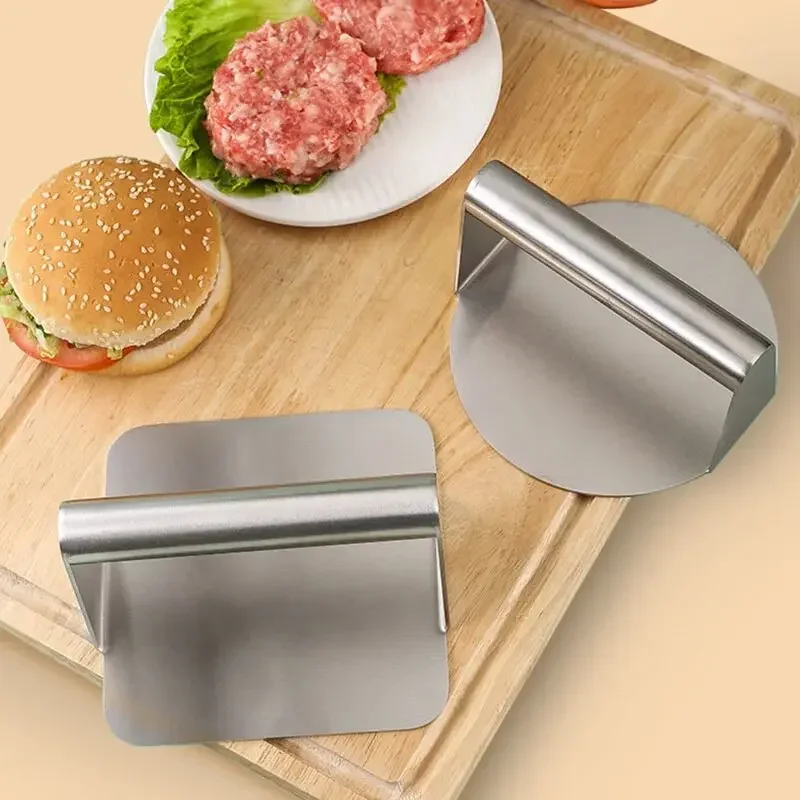 1pc Stainless Steel Hamburg Meat Press Professional Square Press Non-Stick Patty Press Easy Clean for Meats Kitchen Accessories