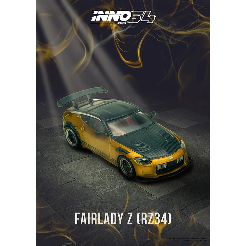 Pré-venda inno 1:64 topo secreto fairlady z rz34 ouro diecast diorama modelo de carro coleção brinquedos em miniatura inno