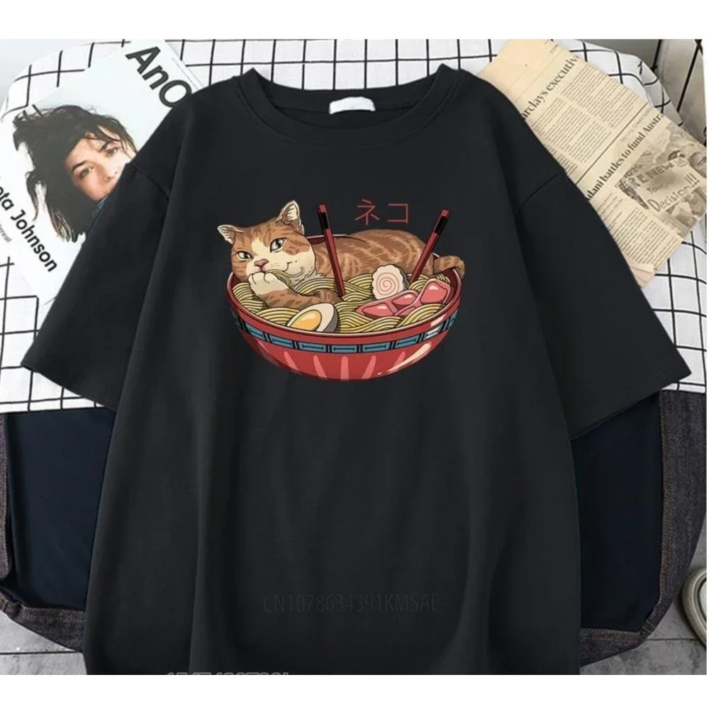 Cats Like Noodles T-Shirts Caeroon High Quality Man T Shirts Cyan Dragon Printing Tee Shirt Big Size Loose T-Shirts For Make