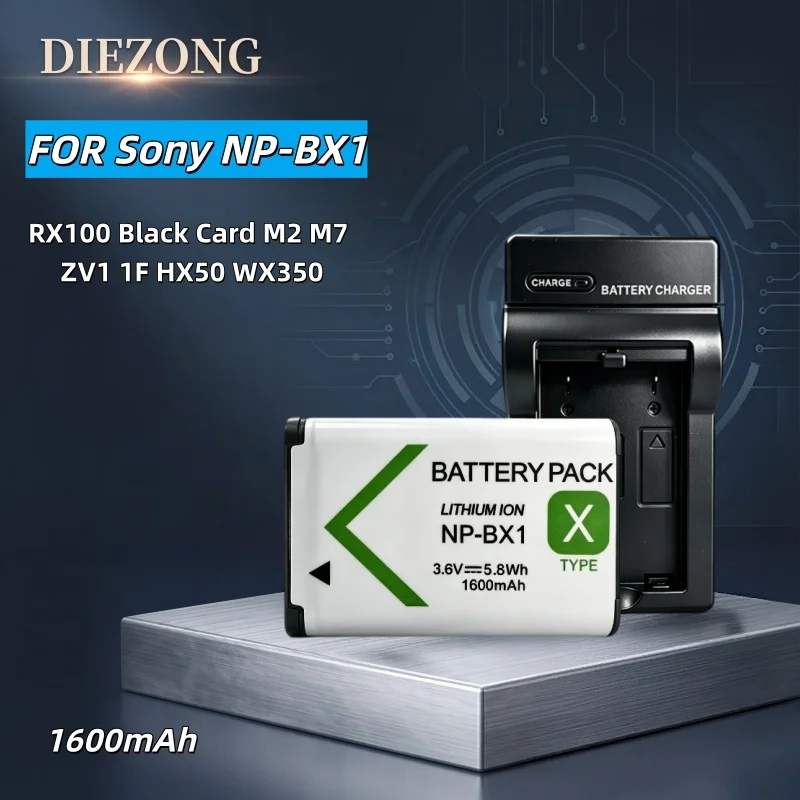 NP‑BX1 NPBX1 Camera Battery with USB Charger for Sony RX100 M2 M7 ZV‑1 ZV‑1F HX50 WX350 Digital Camera 1600mah