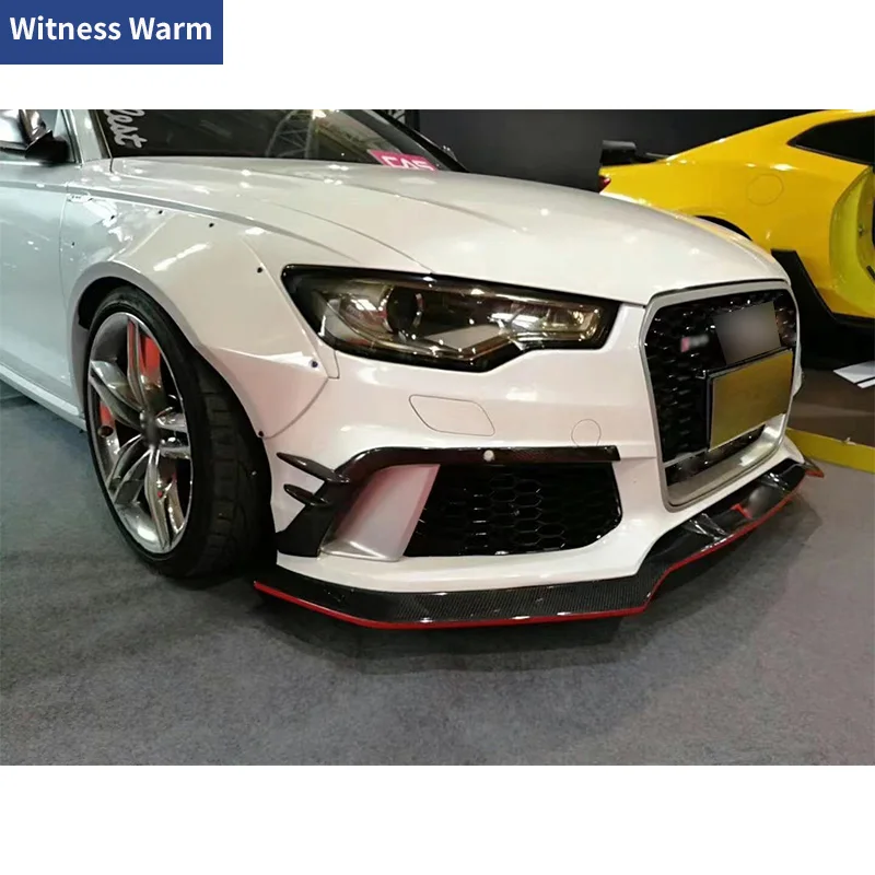 For Audi A6 FRP Carbon Fiber Wide Body Kit Front Bumper Lip air vents Rear diffuser Wings Side Skirts Wheel Eyebrows Fender 2012