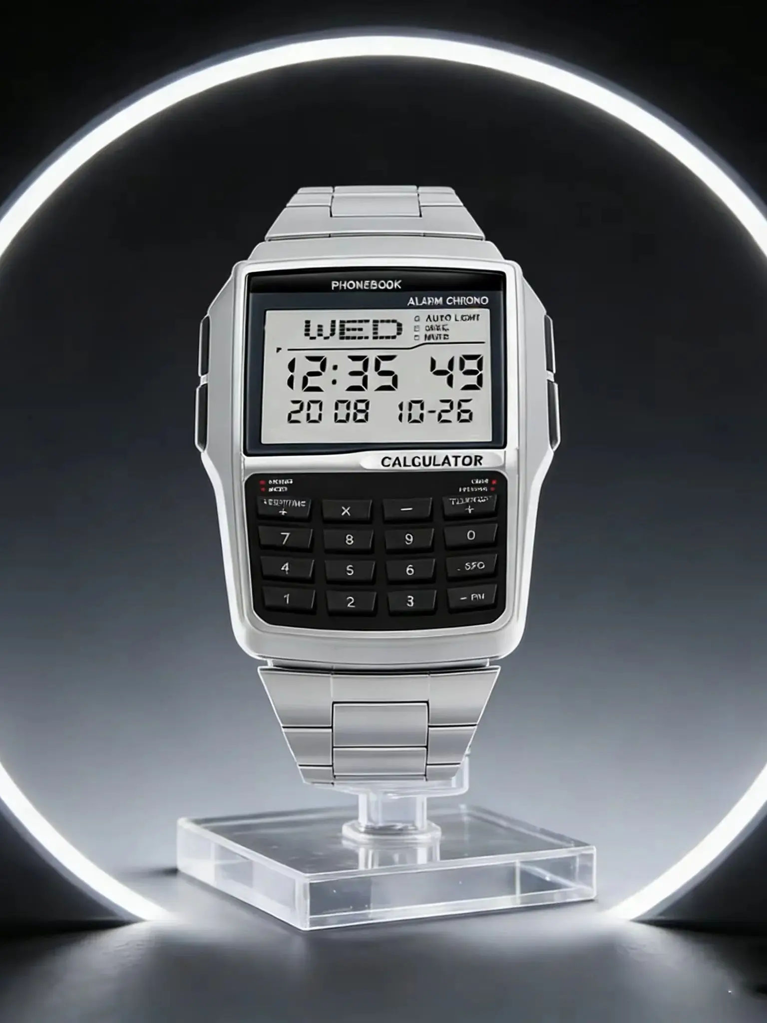 Montre pour homme de style informatique 2026, en acier inoxydable, multifonctionnelle, calculatrice, montre de luxe haut de gamme pour homme, montre d'affaires