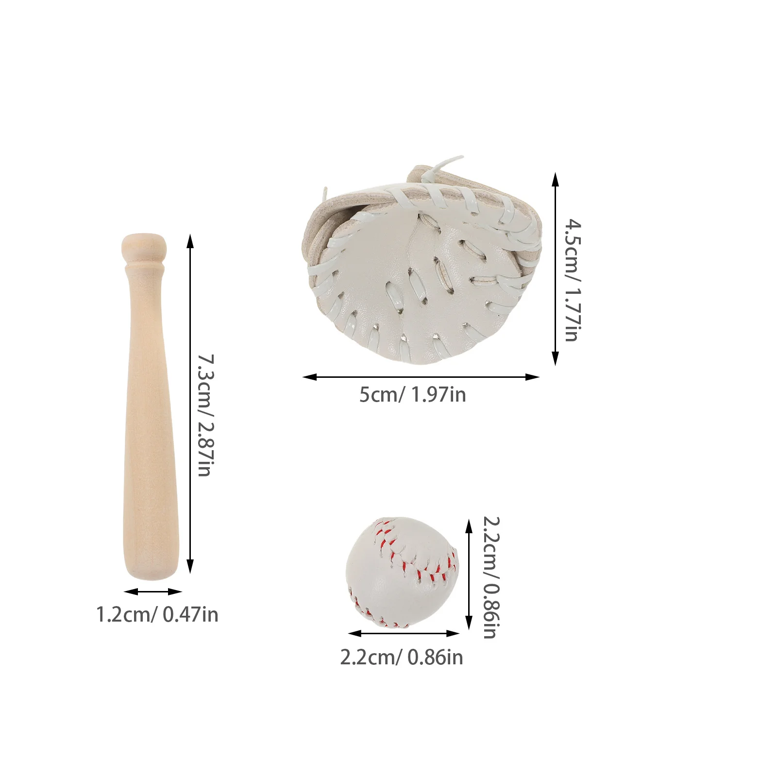 2 Zestawy Miniaturowych Akcesoriów do Baseballu, Detalizowany Zestaw Kij, Rękawica i Piłka do Torby, Breloczka, Tworzenia Biżuterii, Domku dla Lalek, Dekoracji Biurka, Bajki