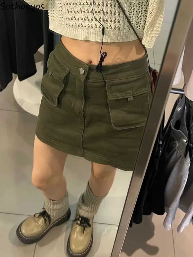 

Denim Skirts Women Simple Cool Daily Fashion Trendy Basics European Style Creativity Vintage Seductive Ladies Spring All-match