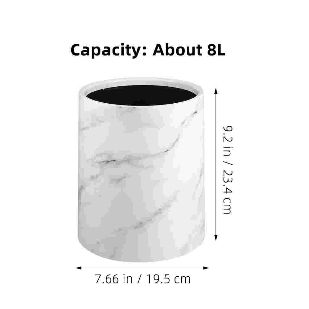 Marbling Trash Can Lidless Trash Can Marble Pattern Round Garbage Can Wastebasket