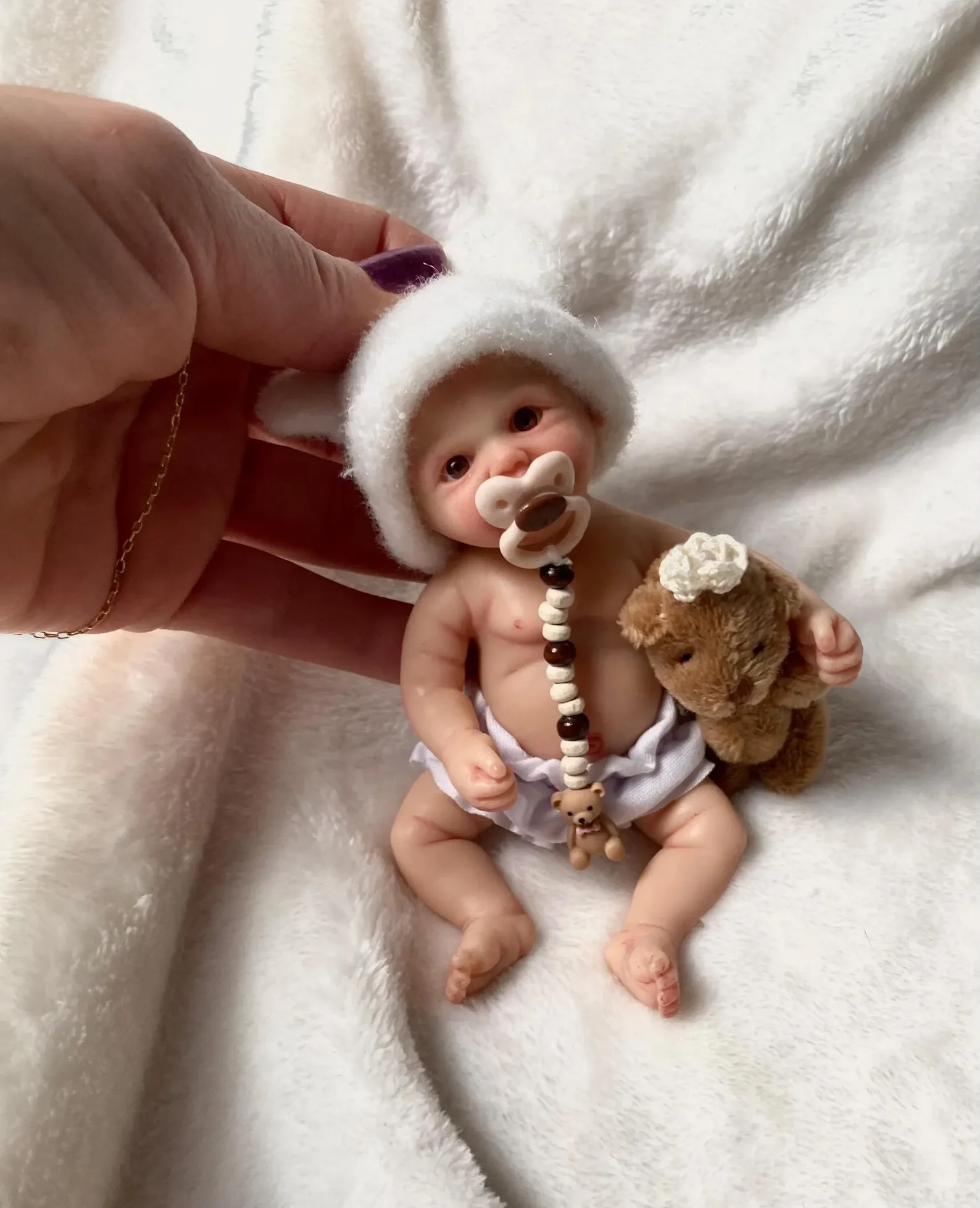 6 Zoll Mini Silikon Reborn Baby Mädchen Puppe Vivienne mit bemaltem Glatze handgemachte wasserdichte Reborn Mu Diegoas für Kinder Geschenk