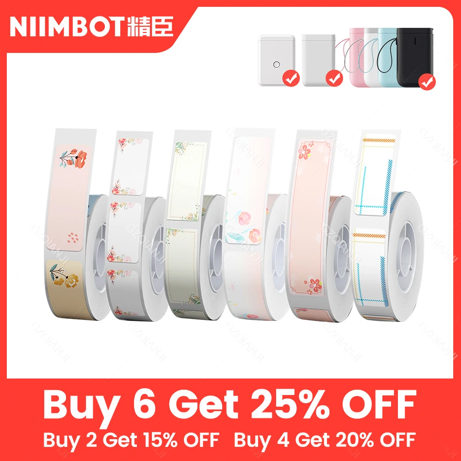 Niimbot D11 D110 Label Paper Tape Sticker Replacement Transparent Colorful White Label Machine Print Paper Waterproof Tearproof