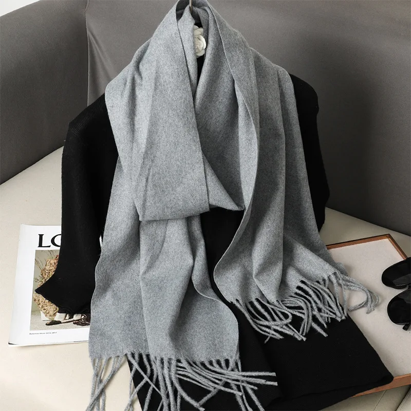 Women Imitation Cashmere Scarves 70x200cm (Including Beard) Fashion Korean Version Solid Warm Scarf Versatile Shawl Party Gift