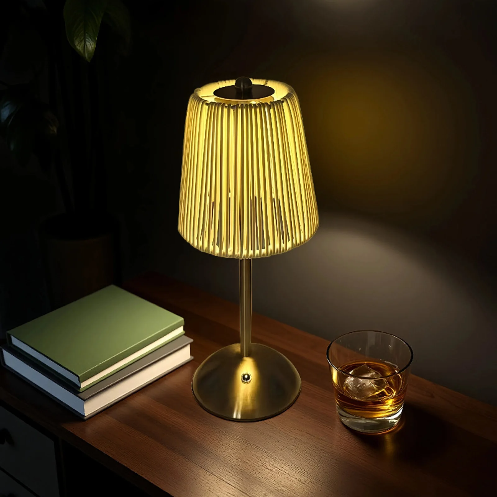 

Беспроводная настольная лампа в стиле ротанг с диммером, светодиодная портативная лампа для домашнего декора, настольная лампа для чтения для детей