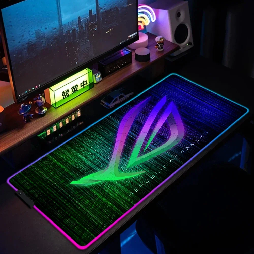 

XXL RGB Gaming Mouse Pad ROG Desk Mat Gamer Accessories Large Rubber Non-slip LED Light Mousepad PC Computer Carpet with Backlit