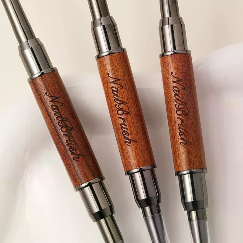 دائم خشب الصندل القطب مسمار فرشاة فنية المزدوج نهاية المهنية مسمار بطانة فرشاة مسمار الفن العلاج بالضوء القلم مسمار اللوحة #2