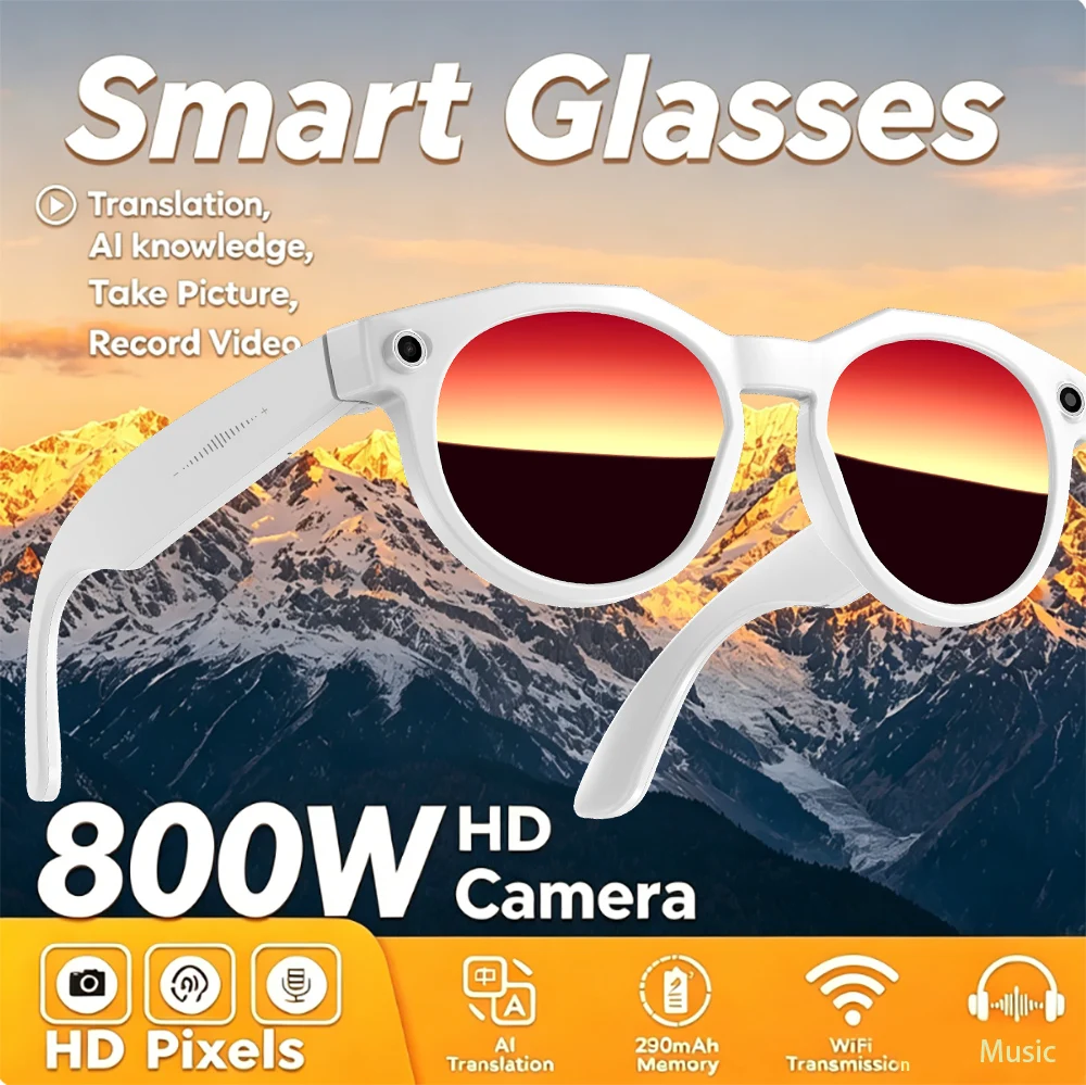 

New Smart AI Photo Glasses 100+ Language Translation Object Recognition Bluetooth Call 800W Pixel Video Recording Smart Glasses