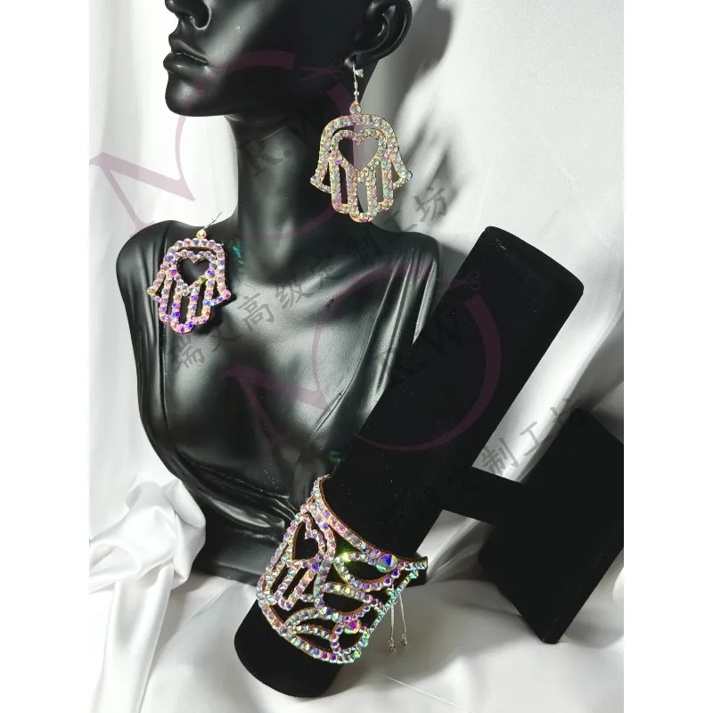Customized Belly Dancewear Oriental Dance Latin Full K9 Diamond Adjustable Bracelet Accessory Set