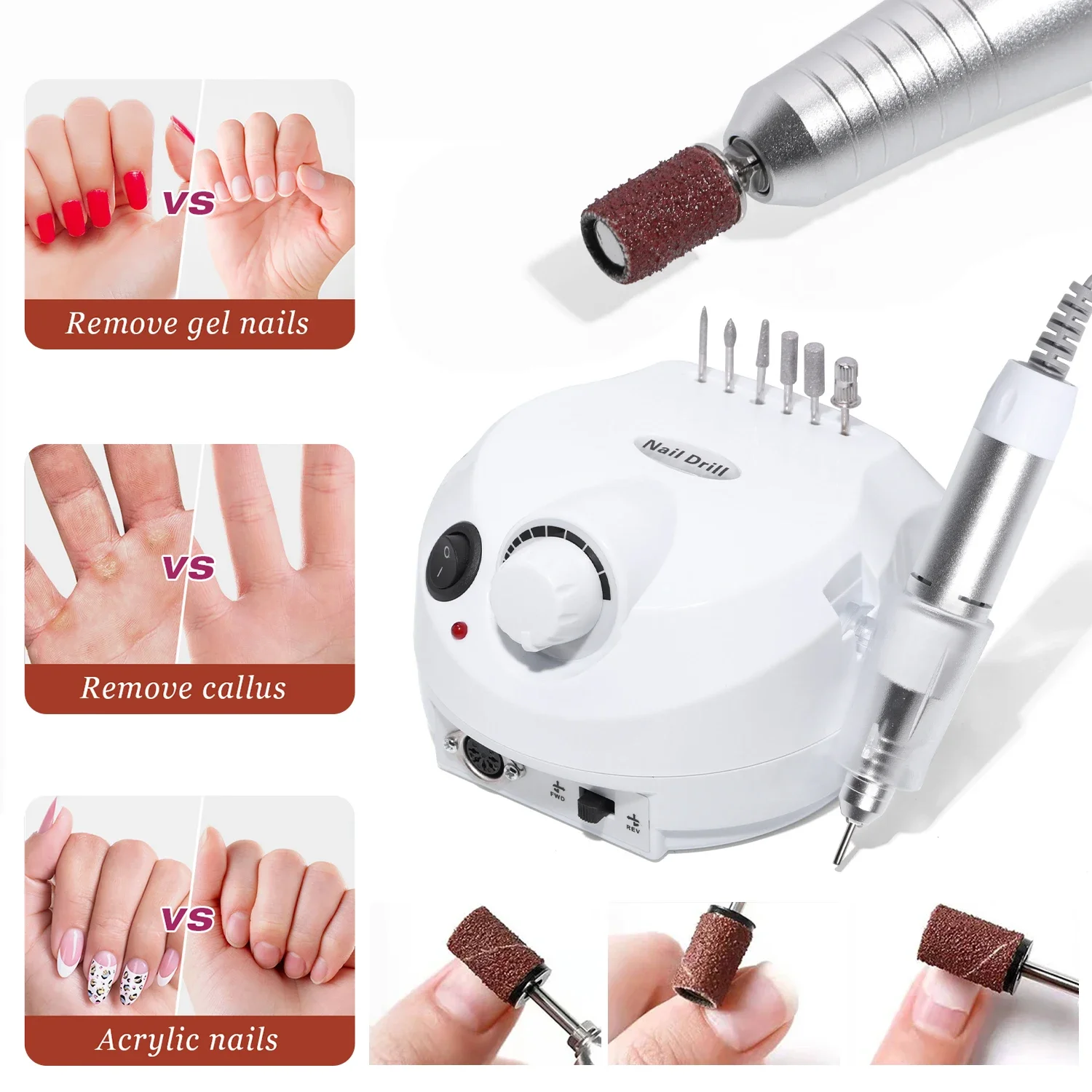 Salon Equipment Strong Polishing Tool Nail File Kit 35000RPM Electric Nail Drill Machine Cutter Set Nail Gel Polisher Nail Tools