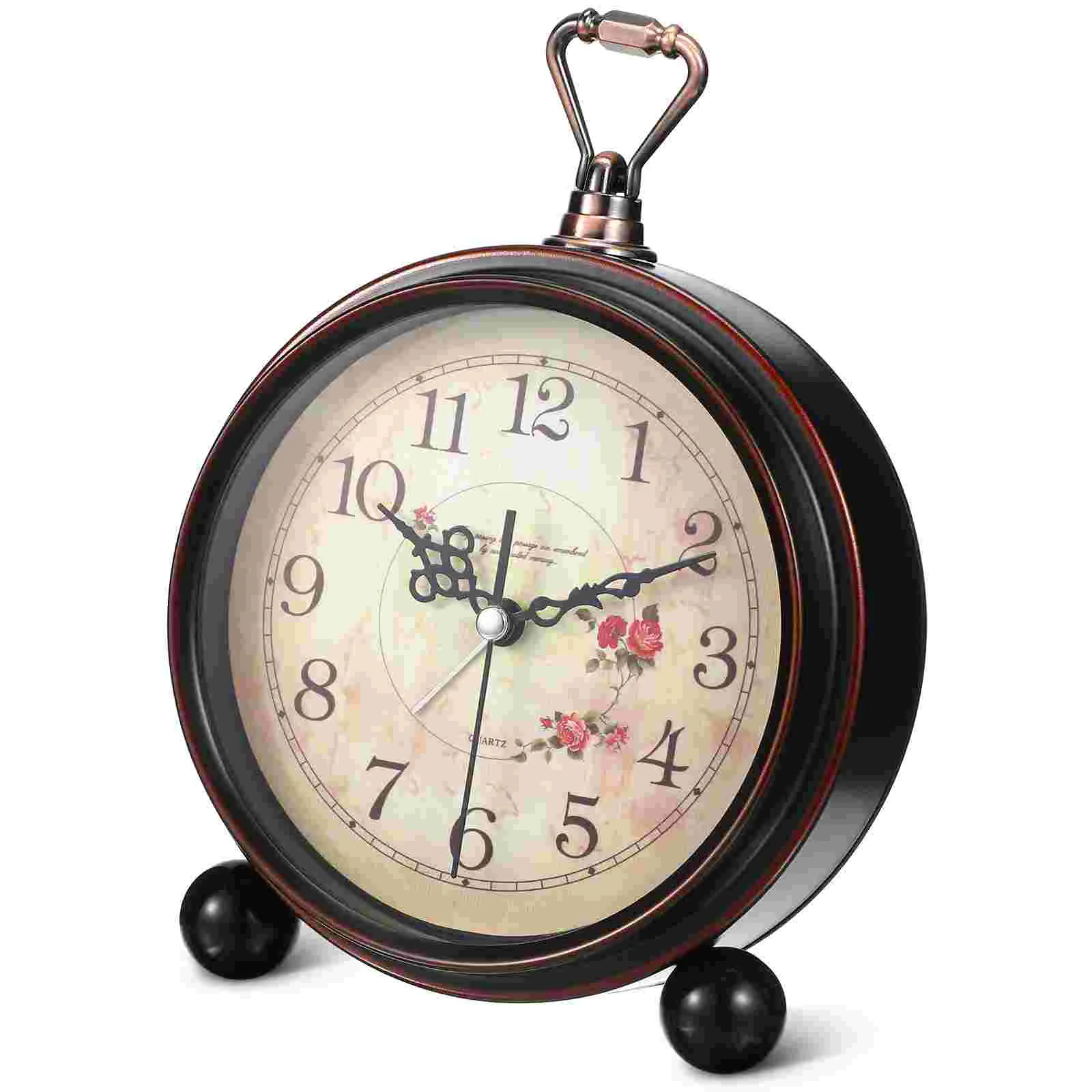 Quartz Movement Clock Decorative Silent Table Desk Alarm Energy-saving Retro Vintage Style Best Working Environment