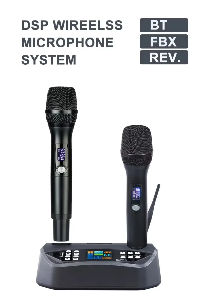 Professional UHF Wireless Microphone DSP Digtal USB Rechargable Handheld Microphone For Meeting Outdoor Microphone Stage Perform