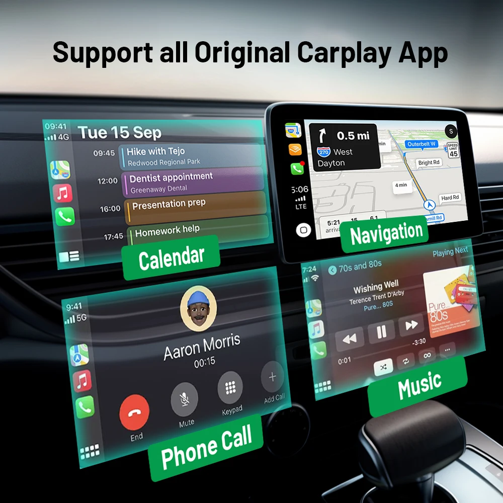 Adaptador carplay sem fio converte com fio para sem fio se encaixa para carros audi toyota mazda nissan chevrolet fácil uso conexão estável