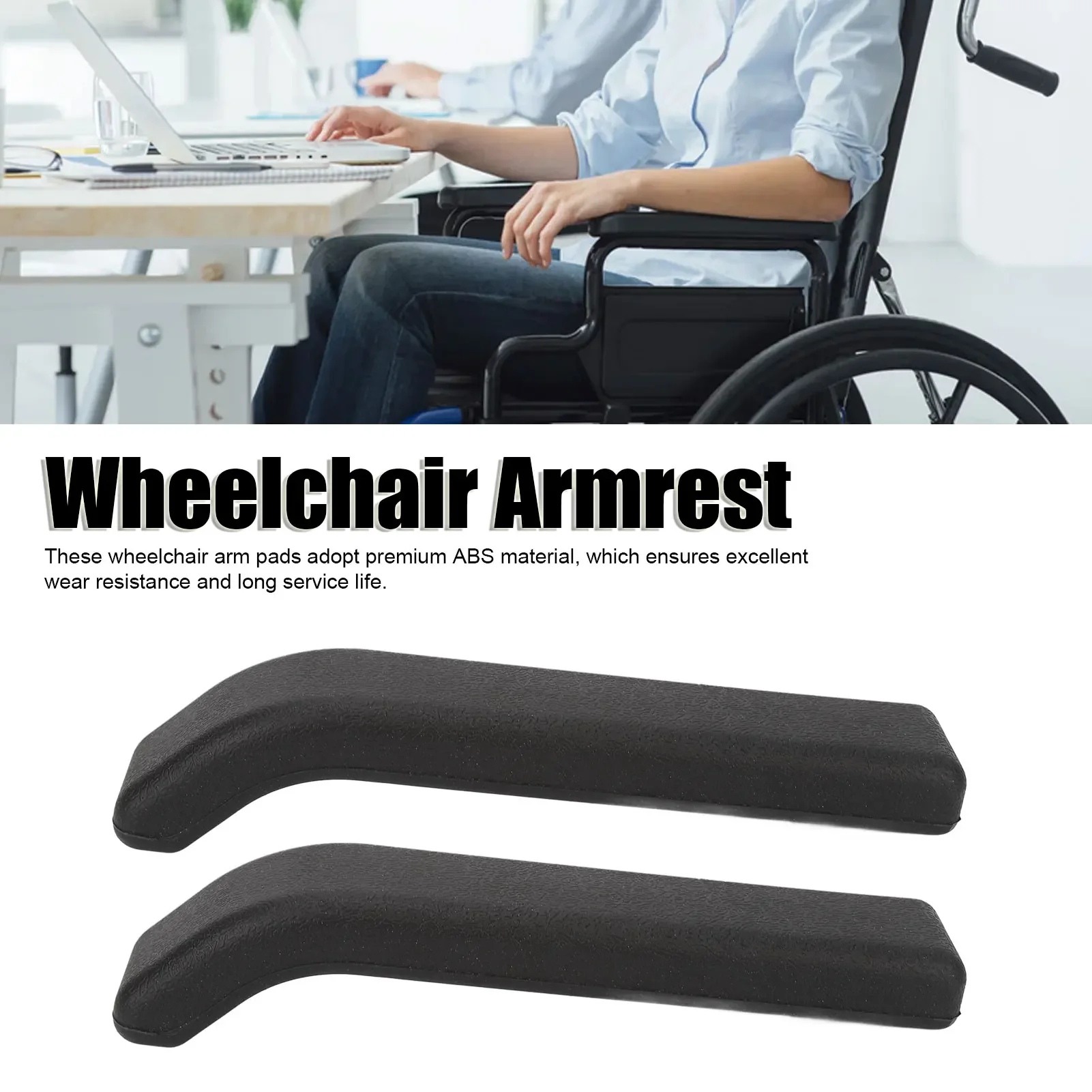 2Pcs Wheelchair Arm Pads Durable ABS Wear Resistant Scratchproof Wheelchair Armrest for Wheelchair