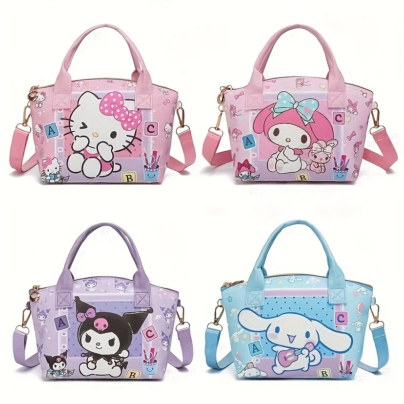 

Sanrio Cartoon Design Kuromi Hello Kitty Handbag, Kawaii Classic Crossbody Boys Girls Large Capacity Outing Storage Coin Purse