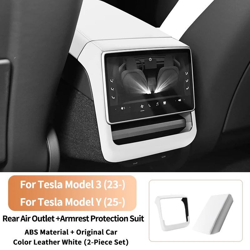 

For Tesla Model 3 Highland / Model Y Juniper Rear Air Vent Cover & Armrest Box Anti-Scratch Car Interior Accessories (2PC Set)
