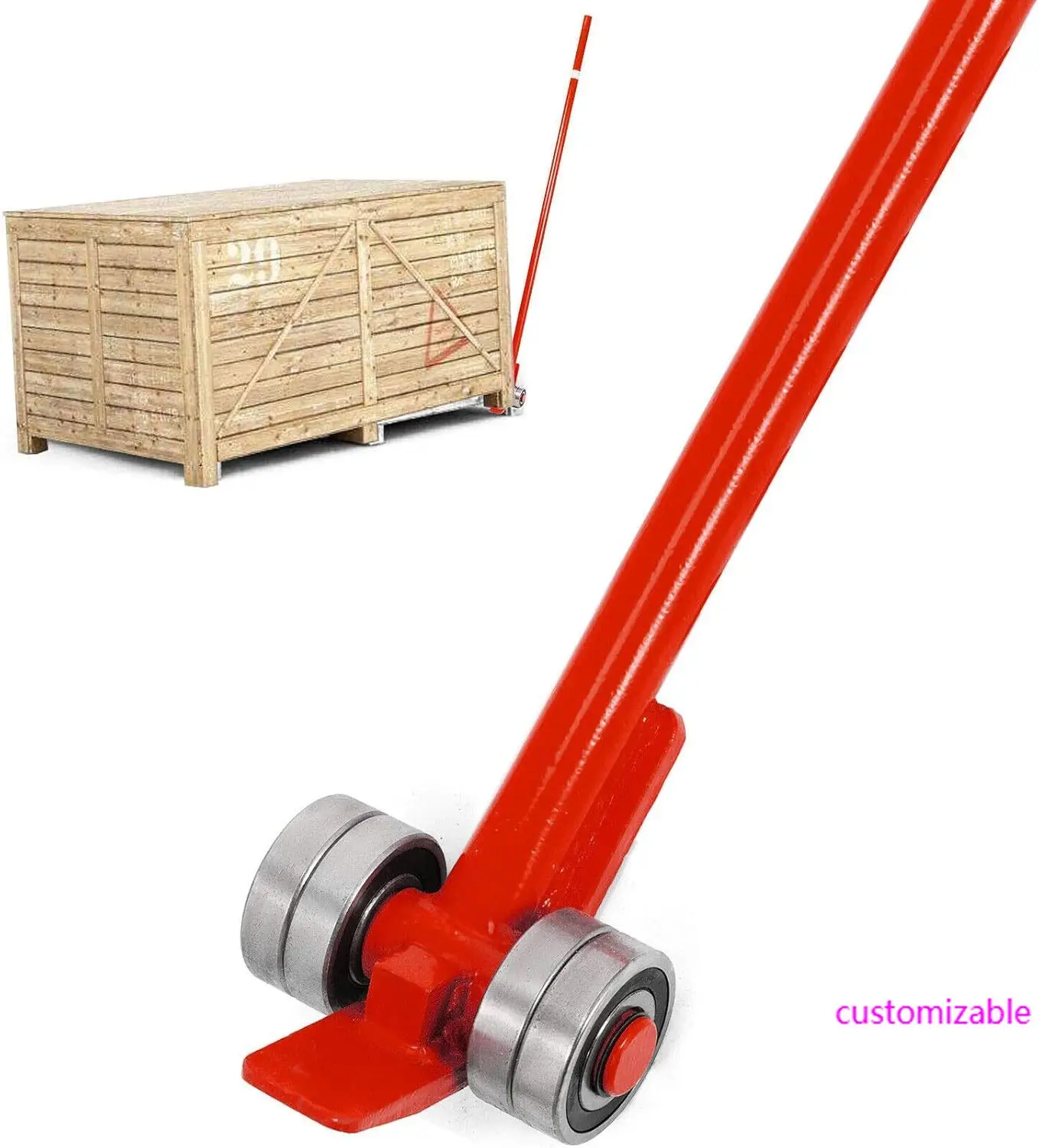 

3T Prylever Bar 6600 Lbs Capacity Steel Pry Lever Bar Heavy Duty with Wheels Prylever with 5FT Length Handle