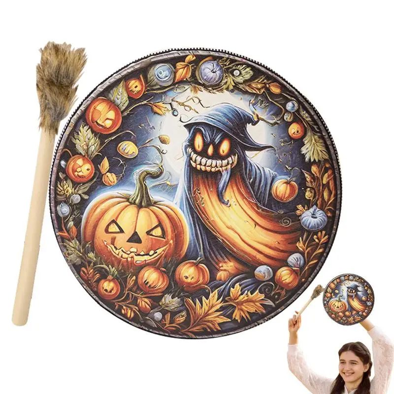 Halloween Shaman Drum Native Instruments Hand Drum Shamanic Drums Spiritual Instrument Halloween Drum Shaman Tools Pumpkin Ghost