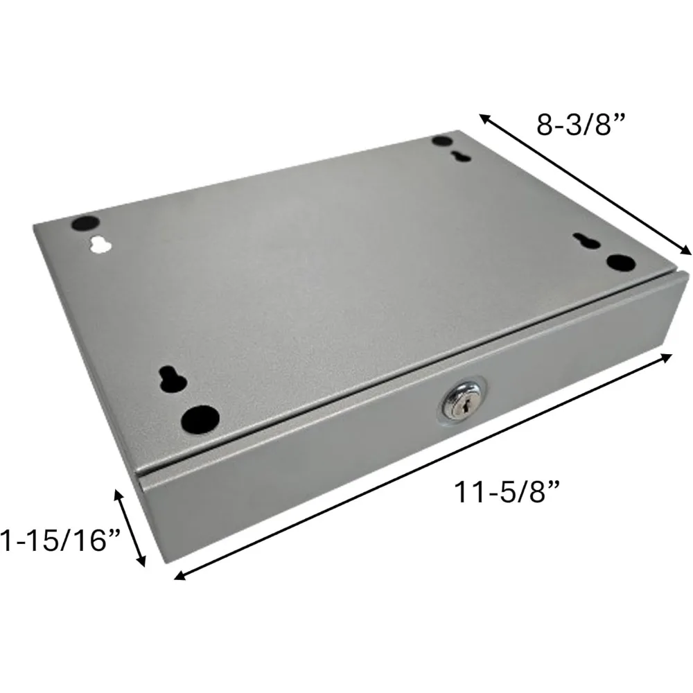 Kleine Schublade unter der Oberfläche aus Metall mit gebürstetem Silber-Finish – sichere Aufbewahrungslösung
