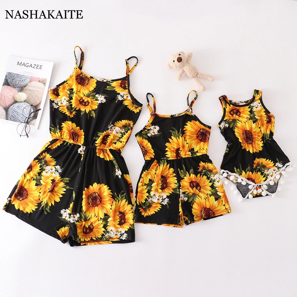 Summer Mom and daughter Seaside Resort Beach suspenders Body Shorts For Mommy and me clothes Mother and Daughter family look