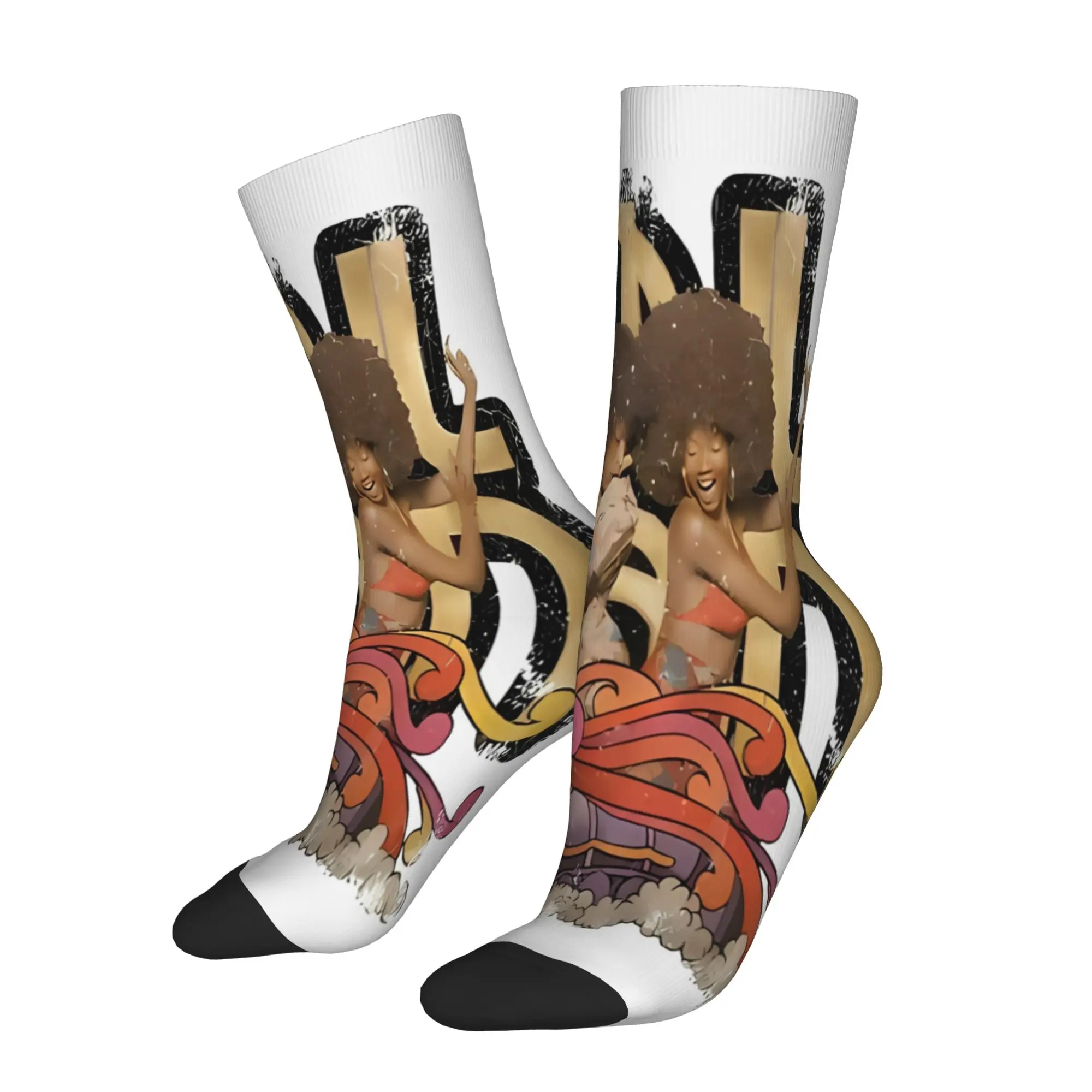 

1 Pair Funny Sock Soul Train Dance Vibes Vintage Seamless Pattern Printed Men Crew Socks Casual Men's Socks