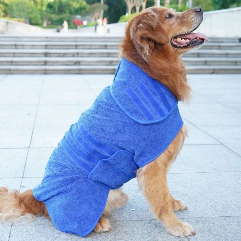

ChongtapetPet Dog Absorbent Clothes Teddy Golden Retriever Quick-Drying Bath Towel Bathrobe