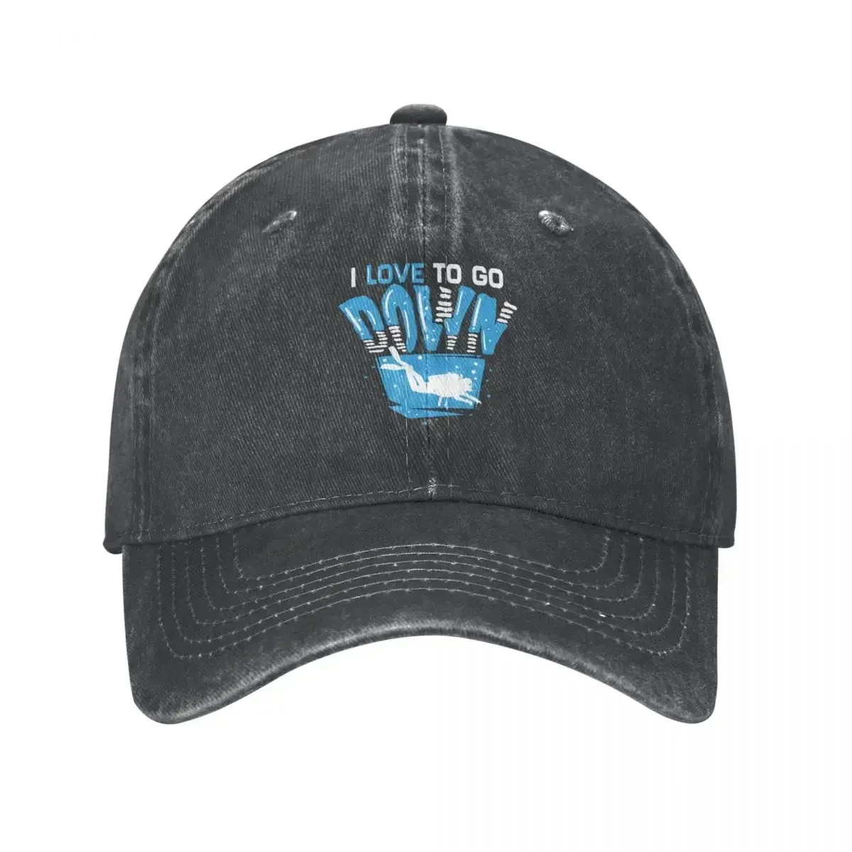 New Scuba Dive Diving I Love To Go Down Baseball Caps Vintage Distressed Denim Washed Snapback Hat Unisex Outdoor Workouts Caps
