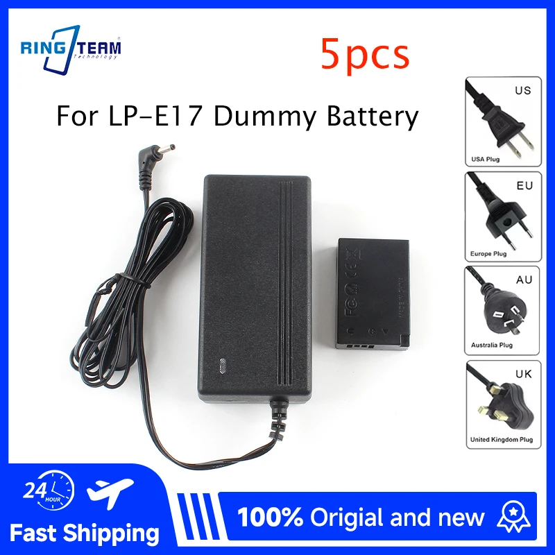 ACK-E17 DR-E17 DC Coupler LP-E17 Dummy Battery AC Power Adapter Kit for Canon EOS M3, M5, M6, M6 Mark II