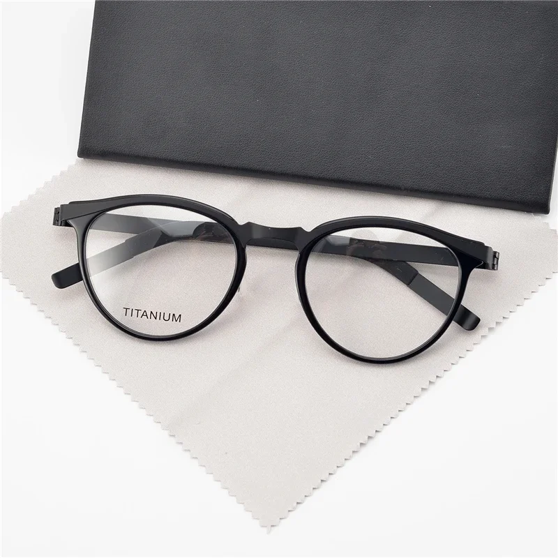 

Pure Hand Made Prescription Glasses Round Titanium Frame Anti Blue Light Eyewear Women Men Optical Reading Eyeglasses 9903