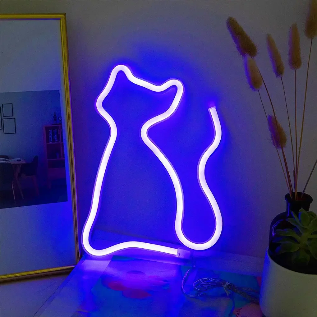 เด็กห้องนอนโคมไฟข้างเตียงรูปแมว LED Decals แขวนอะคริลิคบรรยากาศ Wall Light สําหรับของขวัญวันเกิด