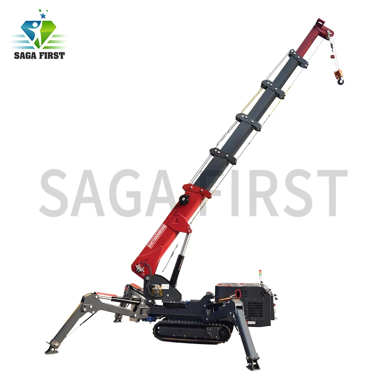 Di-esel Engine 3t 5t 10t Foldable Mini Spider Crane Self-Propelled Crawler Crane With Remote Control