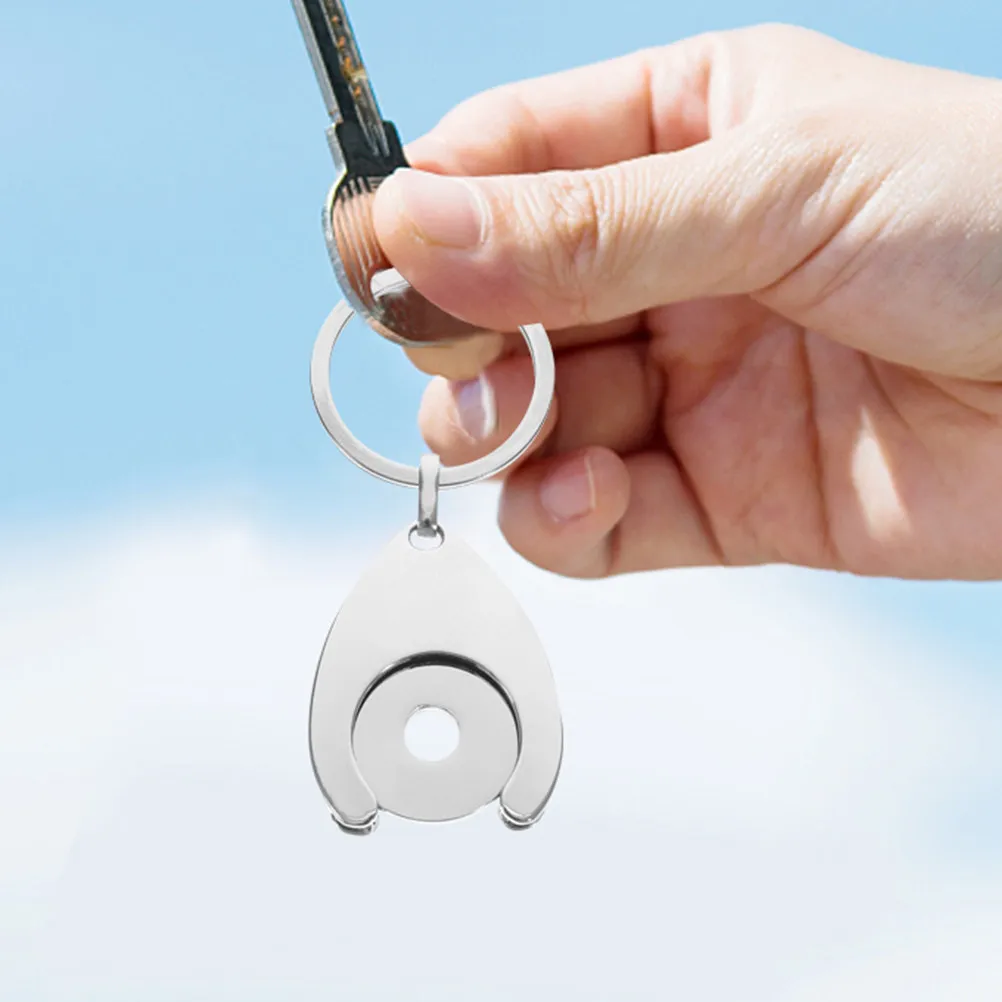 3Pcs Rust Resistant Metal Trolley Token Key Ring Shopping Trolley Token Keychain Compact Portable Grocery Cart Coin Keychain