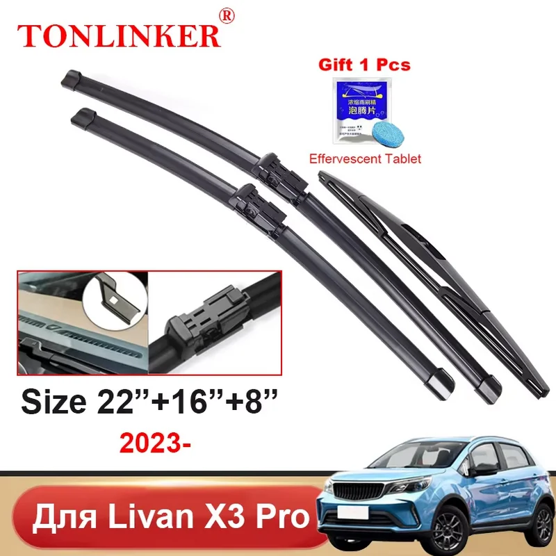 TONLINKER Wiper Blades For Livan X3 Pro 2023 SUV 1.5CVT Car Accessories Front Rear Windscreen Wiper Blade Brushes Cutter Goods