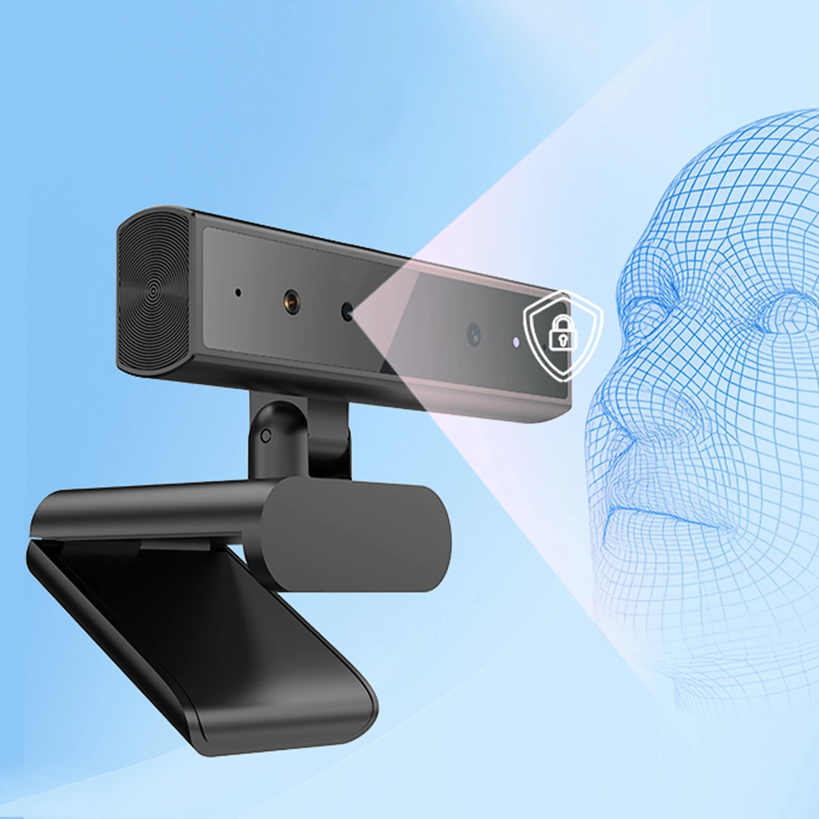 Face ID Webcam 2K 5MP Windows Hello for Windows 10 11 Password-Free Login Type-C Driver-Free Zinc Alloy Built-in Mic