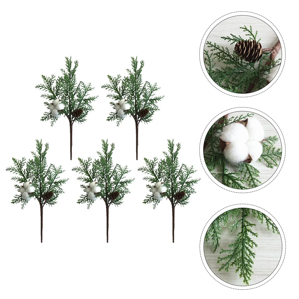 

5Pcs Simulation Cypress Branch Artificial Leaves Lifelike Plastic Plant Stems Home Wedding Christmas Decoration DIY Garland