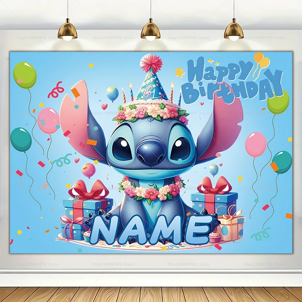 ปรับแต่ง Lilo & Stitch ฉากหลัง Tropical Beach Decor เด็กวันเกิดการถ่ายภาพพื้นหลัง Baby Shower BANNER Booth Props
