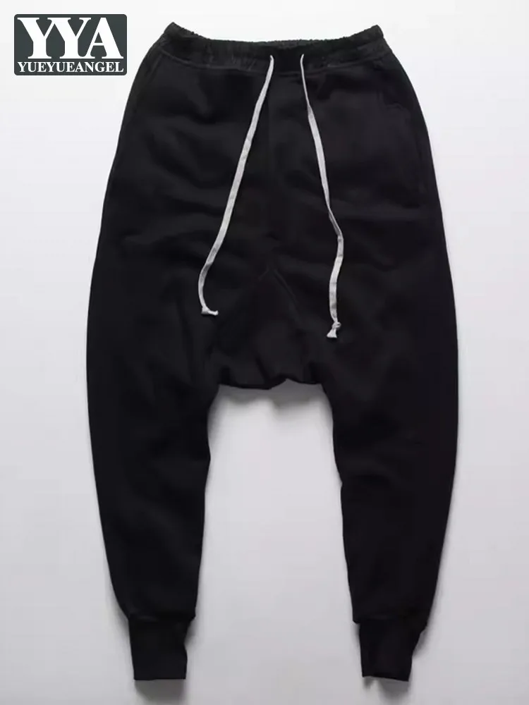High Street Męskie spodnie haremowe z elastyczną talią Wiosna Jesień Spodnie dresowe Casual Loose Fit Czarne długie spodnie Cross Pants
