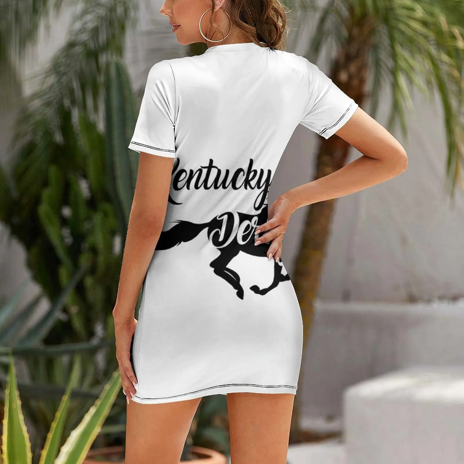 Kentucky Derby the best Running horse Short Sleeved Dress Female clothing Clothing female