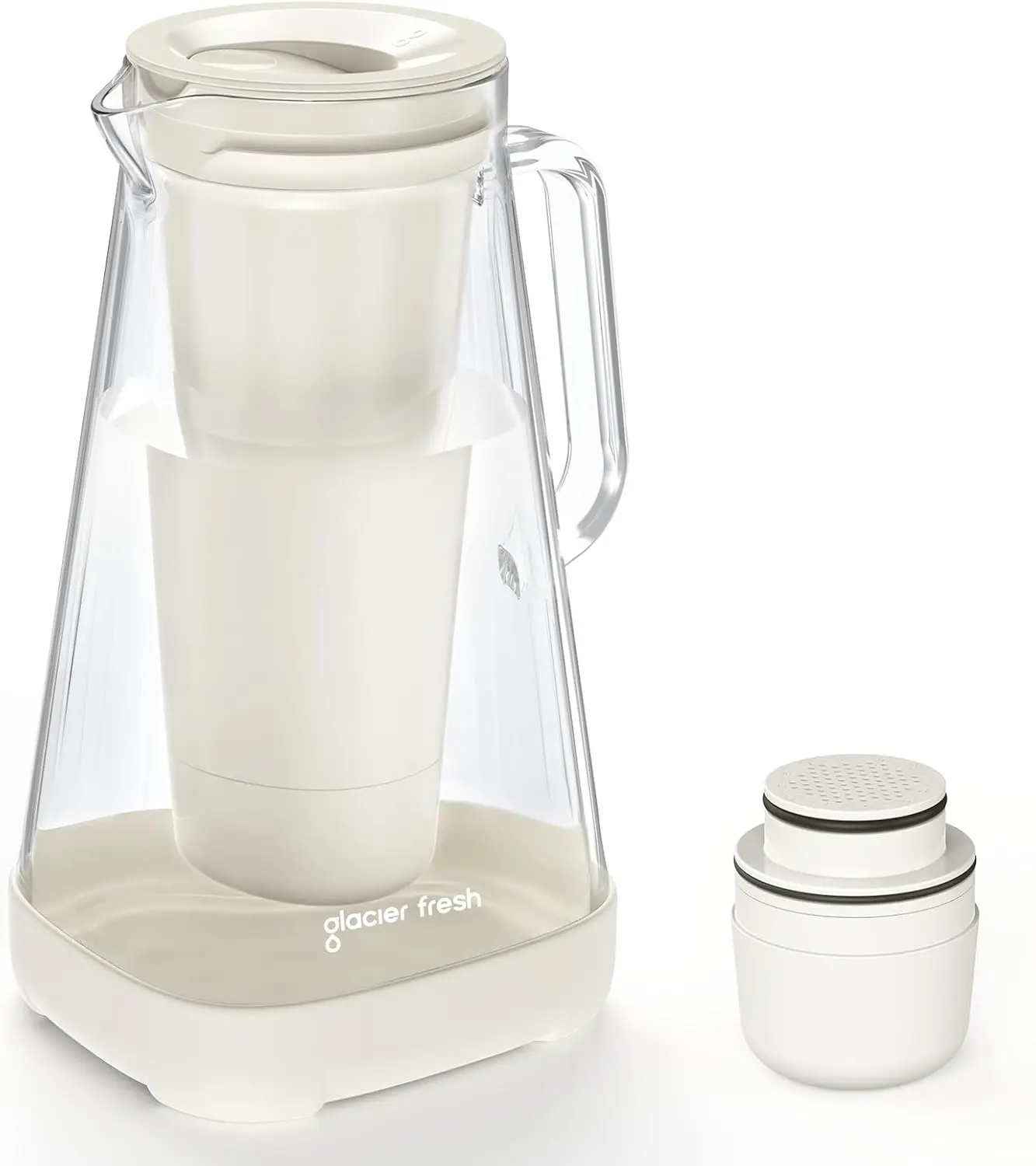 

Glass 10 Cup Water Pitcher with 1 Filter of 3X Flow Rate, 5-Stage Filtration Reduces 99% Chlorine and Improve Taste, Eco